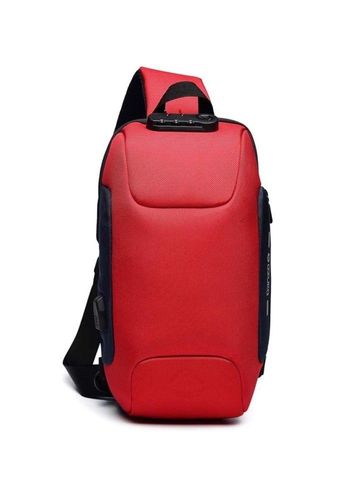 FANDARE Anti theft sling bag, new men's bag with USB charging port, reflective stripes, shoulder bag, bicycle camping and cycling day bag, waterproof polyesterï¼ŒL - Image 1