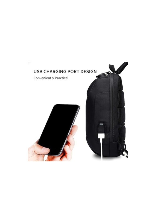 FANDARE Anti theft sling bag, new men's bag with USB charging port, reflective stripes, shoulder bag, bicycle camping and cycling day bag, waterproof polyesterï¼ŒL - Image 3