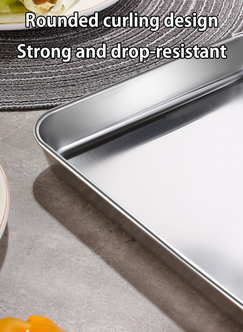 لوبيتيز ورقة الخبز وعاء مجموعة من 3 ، 9/12/16 بوصة علبة الفرن الفولاذ المقاوم للصدأ دائمة وقوية غير سامة وثقيلة الوظائف وسهلة التنظيف مناسبة للمطبخات المنزلية ، وتقديم الطعام التجاري ، والتخييم في الهواء الطلق - Image 4