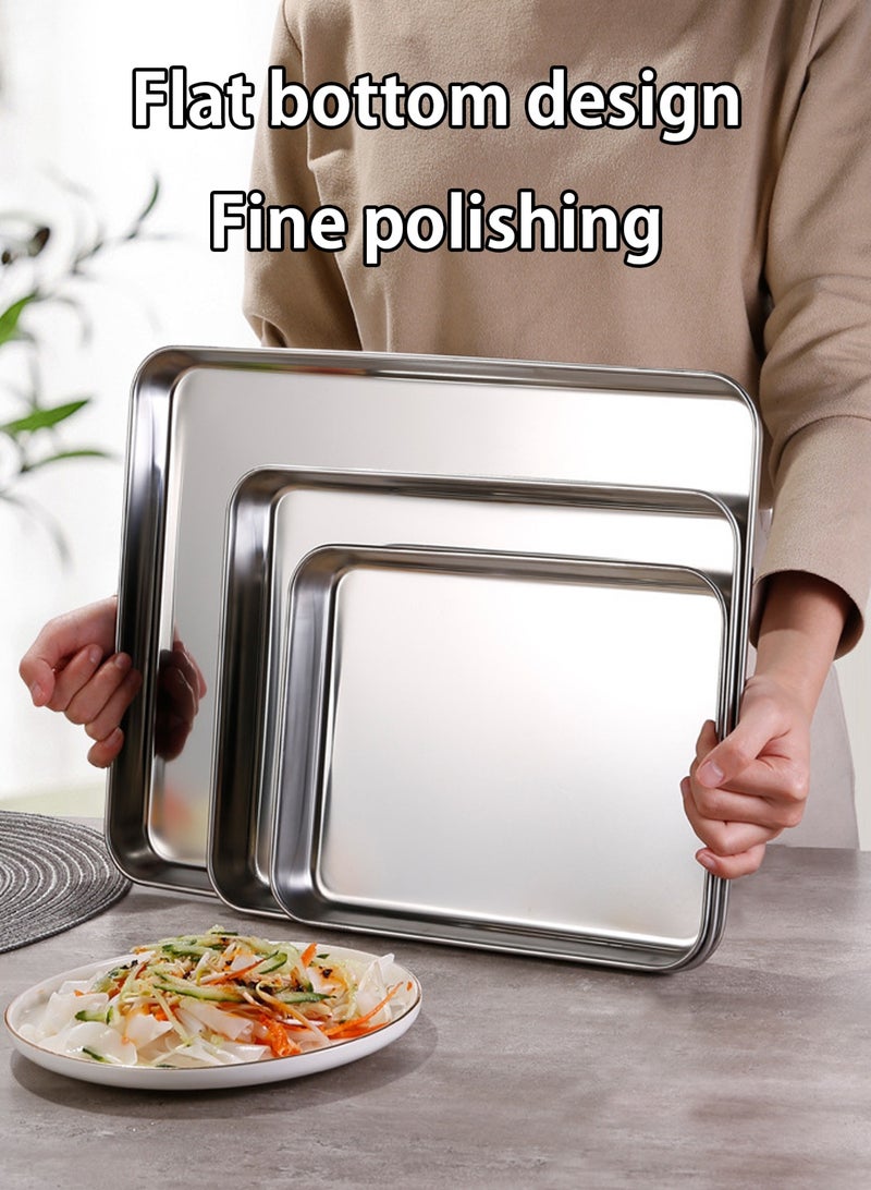 لوبيتيز ورقة الخبز وعاء مجموعة من 3 ، 9/12/16 بوصة علبة الفرن الفولاذ المقاوم للصدأ دائمة وقوية غير سامة وثقيلة الوظائف وسهلة التنظيف مناسبة للمطبخات المنزلية ، وتقديم الطعام التجاري ، والتخييم في الهواء الطلق - Image 1