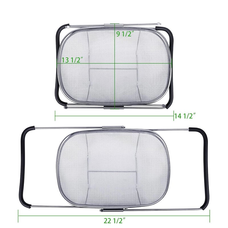 SEYROLIN Over The Sink Colander Stainless Steel for Kitchen Sink with Rubber Grip Handle Fine Mesh Strainer Baskets Kitchen Colander for StrainDrainRinse VegetablesFruits - Image 5