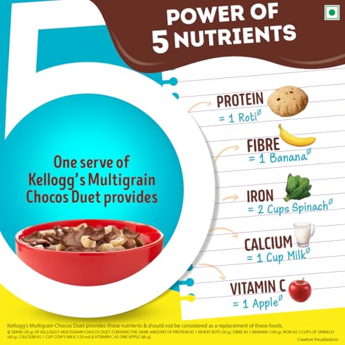 Kellogg's Multigrain Chocos Duet 375g | Source of Calcium, High in Protein, with 10 Essential Vitamins & Minerals, Source of Fibre | Breakfast Cereal for Kids - Image 4