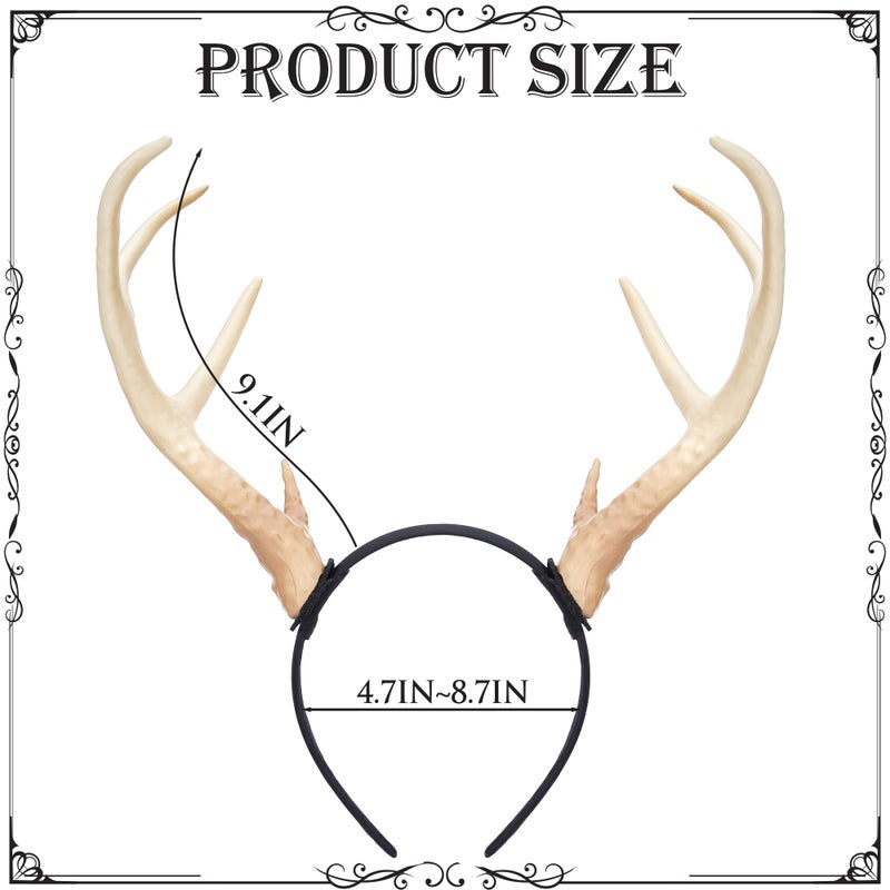 MOSTORY Antler Headband for Adult - White Reindeer Antlers Headband for Cosplay Photo Shoot, Deer Horns Hairband for Holiday Party Reindeer Costume Renaissance Renfaire (Detachable) - Image 5