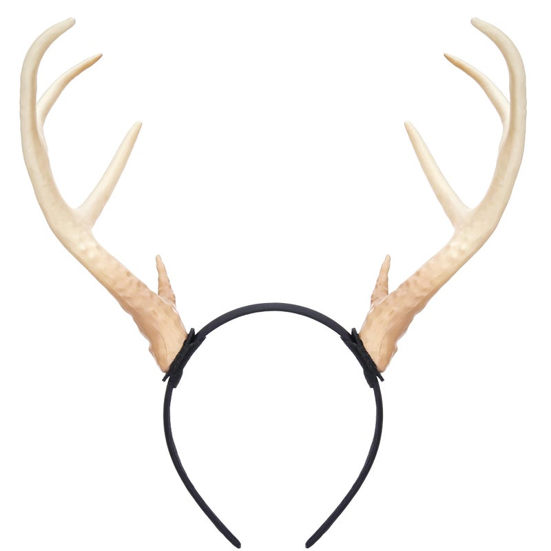 MOSTORY Antler Headband for Adult - White Reindeer Antlers Headband for Cosplay Photo Shoot, Deer Horns Hairband for Holiday Party Reindeer Costume Renaissance Renfaire (Detachable) - Image 1