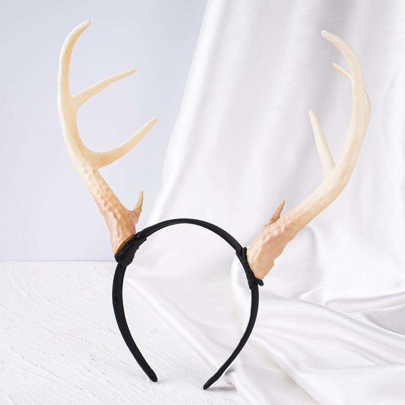 MOSTORY Antler Headband for Adult - White Reindeer Antlers Headband for Cosplay Photo Shoot, Deer Horns Hairband for Holiday Party Reindeer Costume Renaissance Renfaire (Detachable) - Image 4