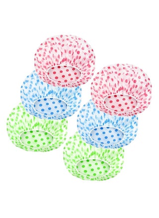 Shower Cap, Reusable Bath Hat - Waterproof with Elastic Band, Hair Protection for Men, Women, Ladies, Spa, Salon (Colorful Dotted) - 6-Pack - pzsku/ZF2C122DB0639BA32C498Z/45/_/1729328539/35ef92ac-3342-4101-a0f2-c669005be8be