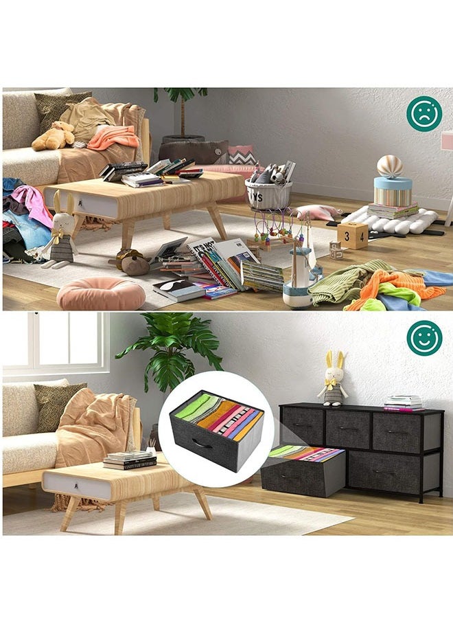 JCB CHIC TV Cabinet, Retro Style TV Stand Table with Storage Drawers for Small Television, Wooden Desktop TV Holder Bench with Steel Frame & 5 Fabric Drawers, Small TV Unit For Living Room Bedroom  - Image 5