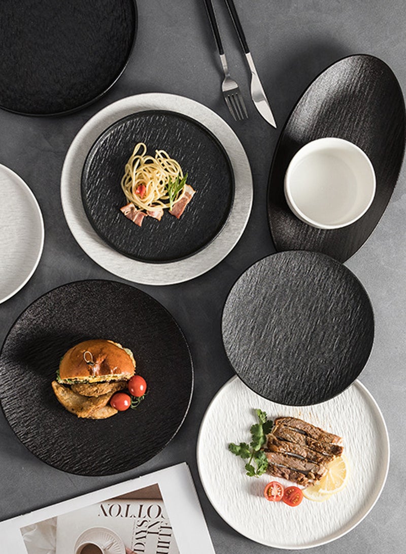 18 - Piece Modern Matte - Finish Black And White Ceramic Tableware Set For 4, Includes 4 Bowls, 4 Plates, 4 Spoons, 4 Chopsticks, 1 Soup Bowl And 1 Soup Spoon - Image 3