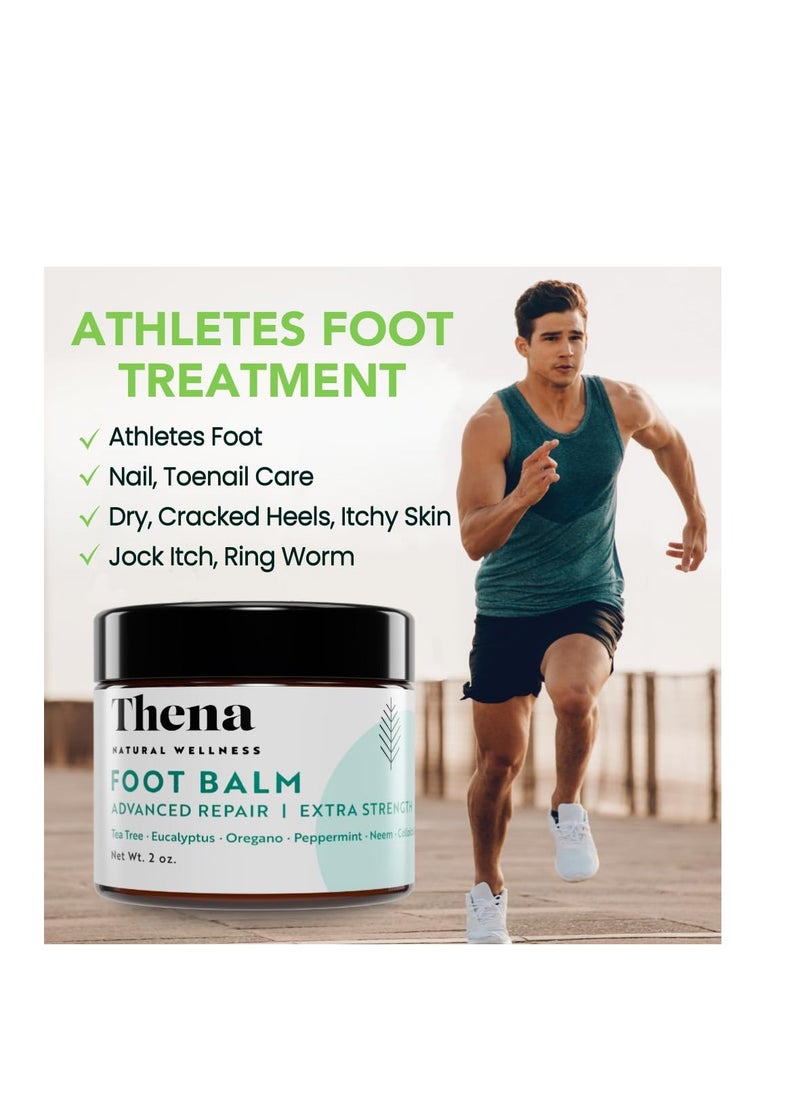 THENA Natural Wellness - Athletes Foot Balm Extra Strength, Athletes Foot Treatment Cream, Heals Dry Cracked Feet Heels Itchy Skin Nails Toenails Advanced Foot Care for Men Women - Image 1