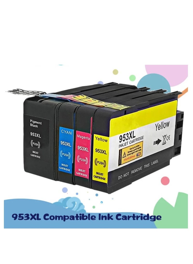 روكسي عبوة متعددة من خراطيش الحبر Roxy 953XL/954X/955XL لطابعات HP 953 XL متوافقة مع طابعات HP Officejet Pro 7740 8218 8710 8715 8718 8719 8720 8725 8730 8740 (أسود، سماوي، أرجواني، أصفر) - Image 2