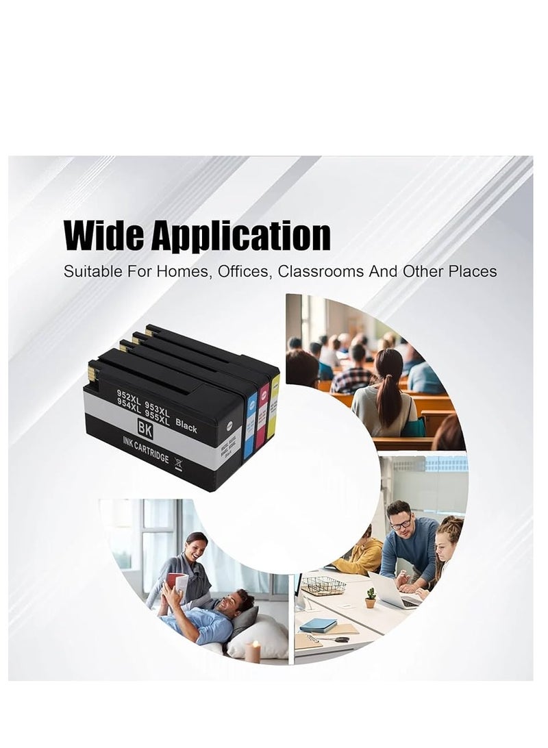 روكسي عبوة متعددة من خراطيش الحبر Roxy 953XL/954X/955XL لطابعات HP 953 XL متوافقة مع طابعات HP Officejet Pro 7740 8218 8710 8715 8718 8719 8720 8725 8730 8740 (أسود، سماوي، أرجواني، أصفر) - Image 3