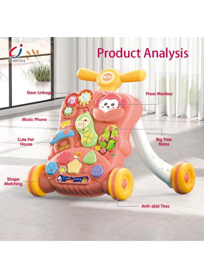 CJ Children's Multifunctional Walkers Cognitive Panel Music Game Table Baby Trolley Educational Toys - Image 3