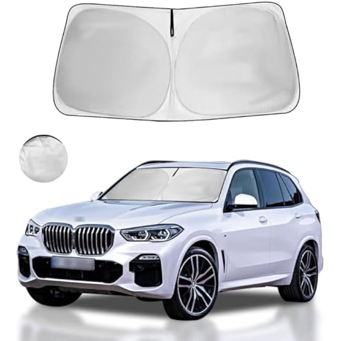 TJMR Windshield Sun Shade for BMW X5 2025 2024 2023 2022 2021 2020 2019 M Sport xLine Front Window Sunshade SUV Accessories Fodable Sun Visor UV Protector Shade Heat Shield Cover - Image 1