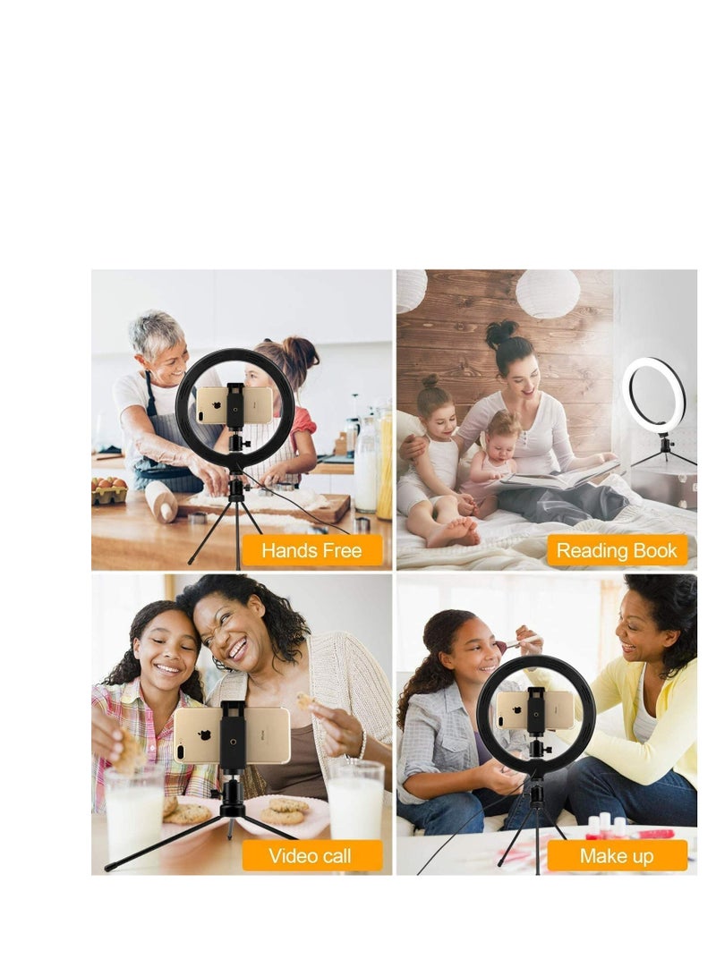 Zikra 8" LED Selfie Live Streaming Ring Light with Tripod Stand, 800 lumen Desk Makeup Light with Cell Phone Holder USB Circle Light for YouTube Video Photography - Image 3