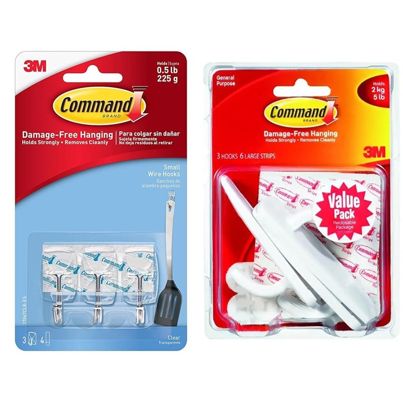 Command Command Small Clear Wire Wall Hooks Up to 225Gms Holds Strongly Reusable Adhesive Hooks for Wall  - Image 1