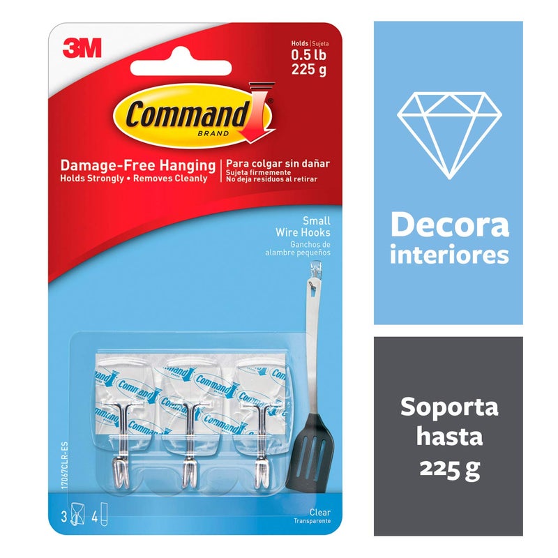 Command Command Small Clear Wire Wall Hooks Up to 225Gms Holds Strongly Reusable Adhesive Hooks for Wall  - Image 2