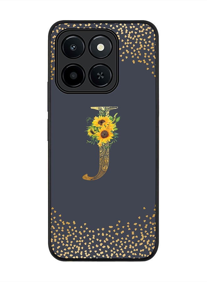 Stylizedd For Honor X6c Case,Slim fit Camera Protection, Shockproof Thin Phone cover  - Custom Floral Monogram - J  (Grey )