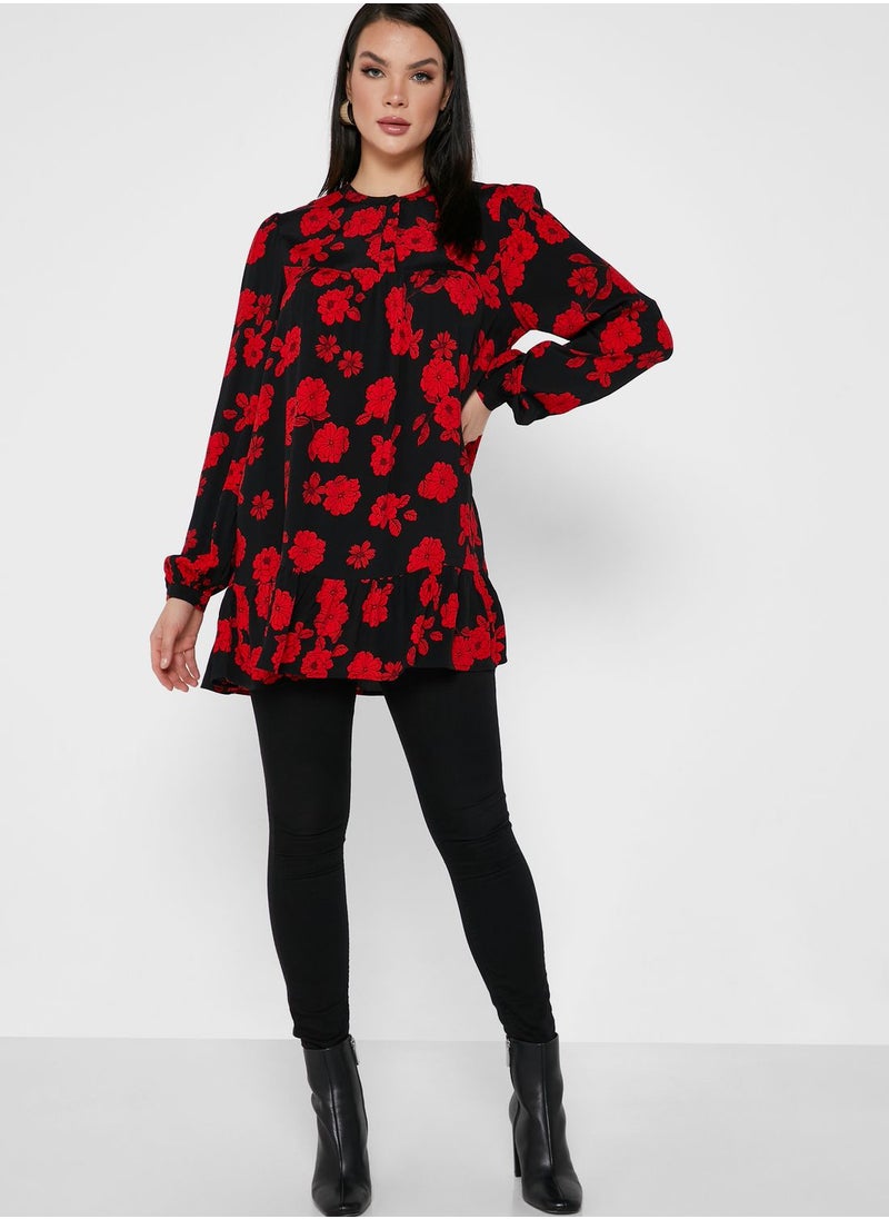 Jacqueline de Yong - Printed Pleated Tunic Top - Image 1