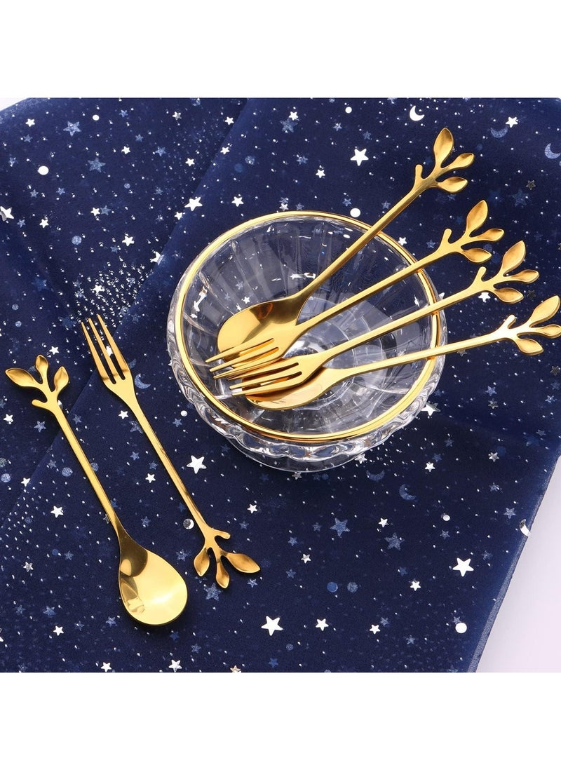 أوزيغالور 12 قطعة مجموعة صيدلية وأكواب القهوة الذهبية الأوراق الفولاذ المقاوم للصدأ (6 ملعق + 6 ملعق) للحلوى، الشاي - Image 5