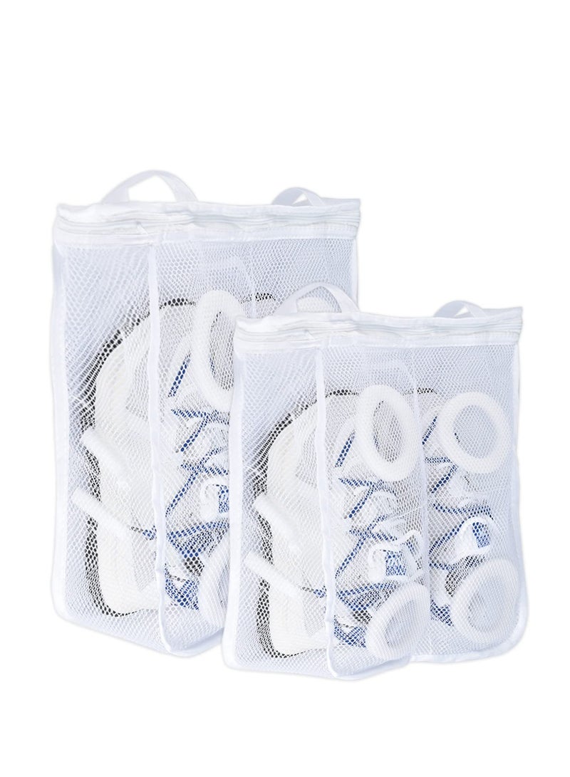 Sneaker Washing Bags - Durable and Reusable Mesh Laundry Bags with Zipper, Includes Foam Ring Buffers for Shoe and Washing Machine Protection (2 Pack: 1 Large & 1 Medium) - Image 1