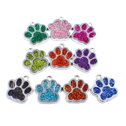 HAN SHENG 40 Pcs Dog Cat Paw Shape Charms Pendants, Crystal Beads for DIY Jewelry Making, Animal Theme Jewelry Findings (Multicolor) - Image 1