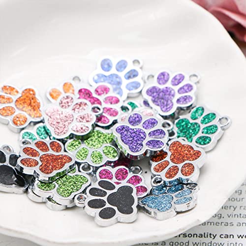 HAN SHENG 40 Pcs Dog Cat Paw Shape Charms Pendants, Crystal Beads for DIY Jewelry Making, Animal Theme Jewelry Findings (Multicolor) - Image 4
