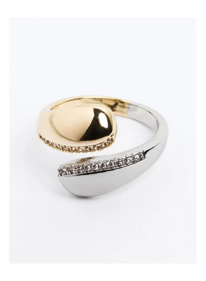 Jimmy Key Elegant Ring with Mixed Drop Figurine and Polished Stone.