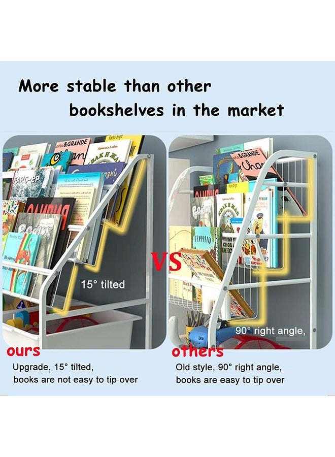 الأطفال رف الكتب المنزل القراءة كتاب صور تخزين الرف المتكاملة ضد الجدار الطفل متعدد الطبقات الحديد المطاوع لعبة الرف - Image 4