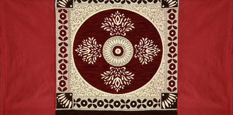 SAWNA HOMES Printed Chenille Velvet Diwan Set – 8 Pieces (1 Single Bedsheet, 5 Cushion Covers, 2 Bolster Covers), Printed Velvet Fabric Cover Set Soft for Living Room & Bedroom (8 Pieces, Maroon) - Image 5