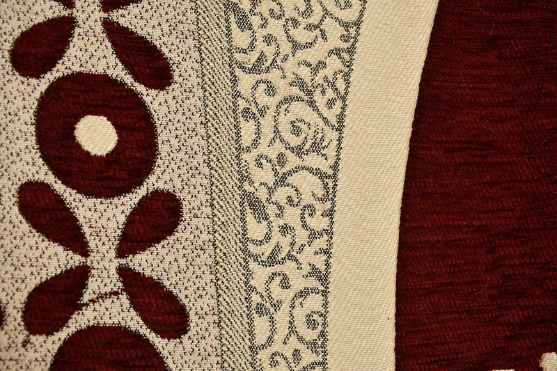 SAWNA HOMES Printed Chenille Velvet Diwan Set – 8 Pieces (1 Single Bedsheet, 5 Cushion Covers, 2 Bolster Covers), Printed Velvet Fabric Cover Set Soft for Living Room & Bedroom (8 Pieces, Maroon) - Image 3