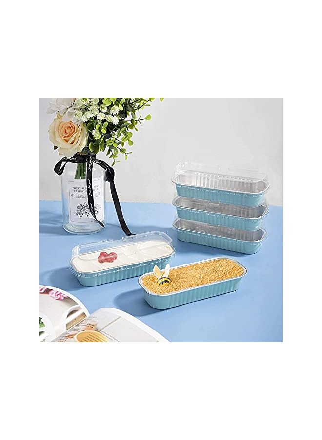 PROMASS Foil Bread Pans, ELECDON 50pcs 6.8oz Disposable Aluminum Foil Mini Loaf Baking Pans with Lids，Small Bread Tins, Aluminum Baking Cups Ramekins, Dessert Bakeware Pans Containers (Blue) - Image 4