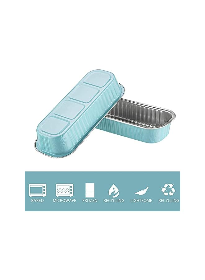 PROMASS Foil Bread Pans, ELECDON 50pcs 6.8oz Disposable Aluminum Foil Mini Loaf Baking Pans with Lids，Small Bread Tins, Aluminum Baking Cups Ramekins, Dessert Bakeware Pans Containers (Blue) - Image 2