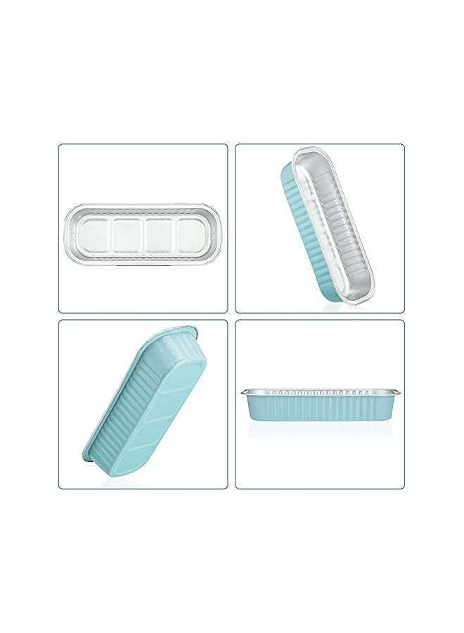 PROMASS Foil Bread Pans, ELECDON 50pcs 6.8oz Disposable Aluminum Foil Mini Loaf Baking Pans with Lids，Small Bread Tins, Aluminum Baking Cups Ramekins, Dessert Bakeware Pans Containers (Blue) - Image 3