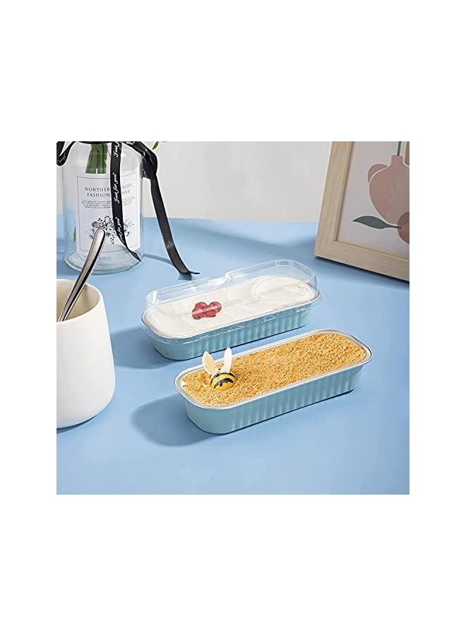 PROMASS Foil Bread Pans, ELECDON 50pcs 6.8oz Disposable Aluminum Foil Mini Loaf Baking Pans with Lids，Small Bread Tins, Aluminum Baking Cups Ramekins, Dessert Bakeware Pans Containers (Blue) - Image 5