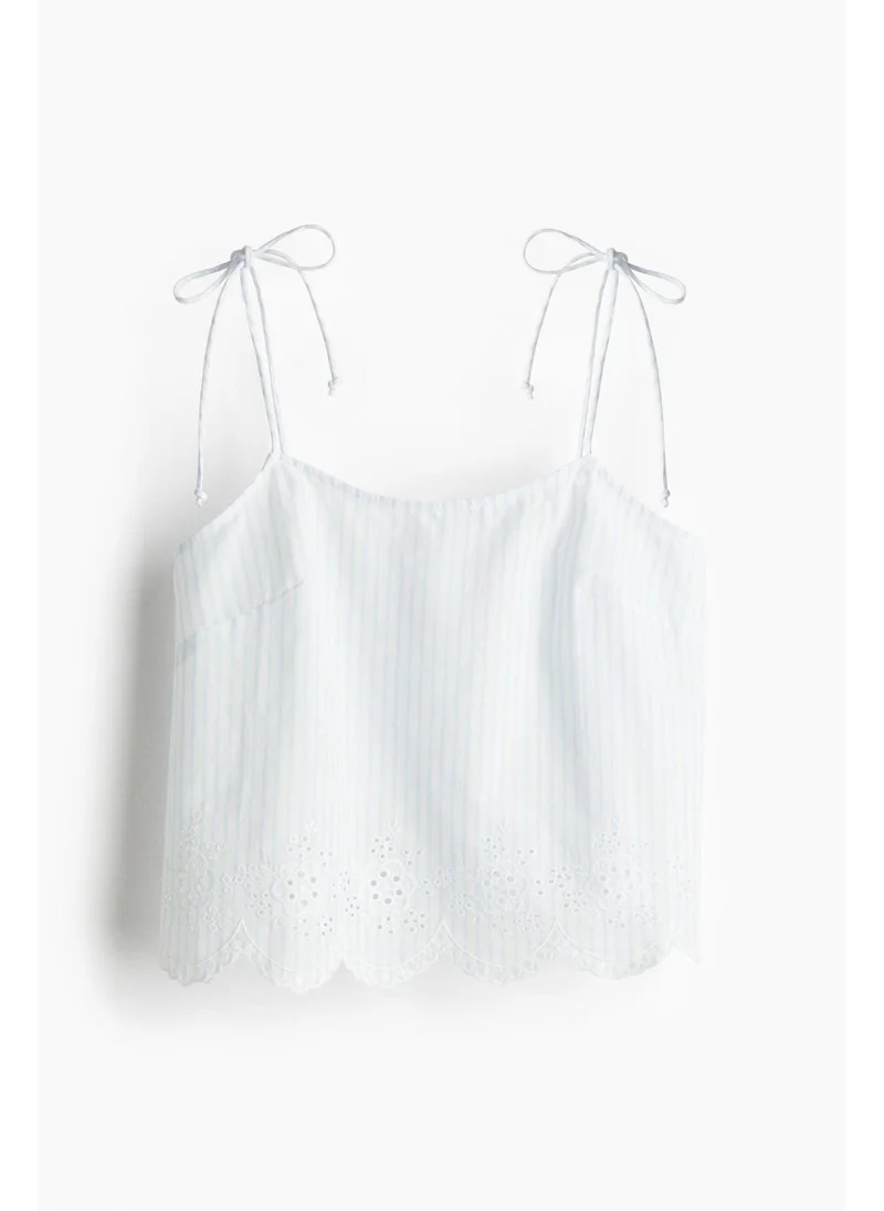 H&M Embroidered tie-strap top