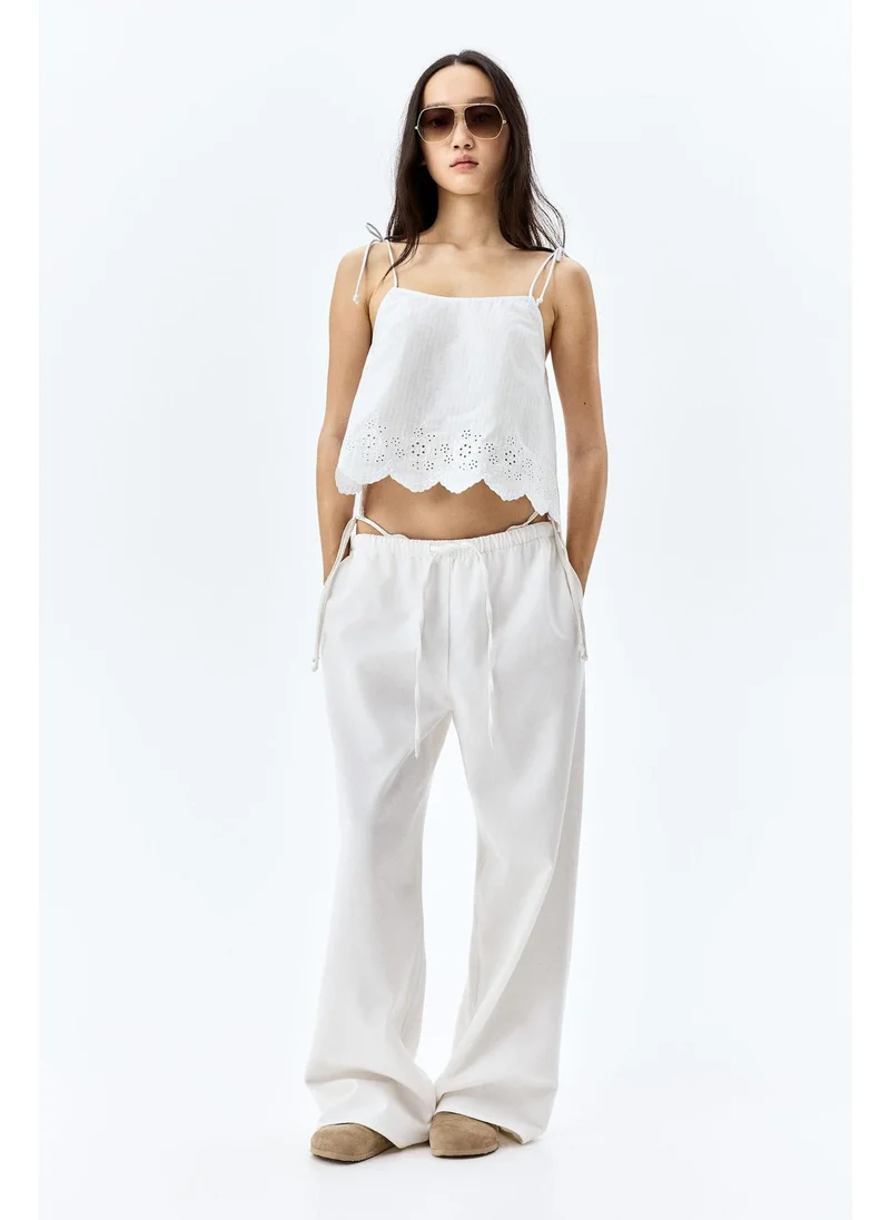 H&M Embroidered tie-strap top
