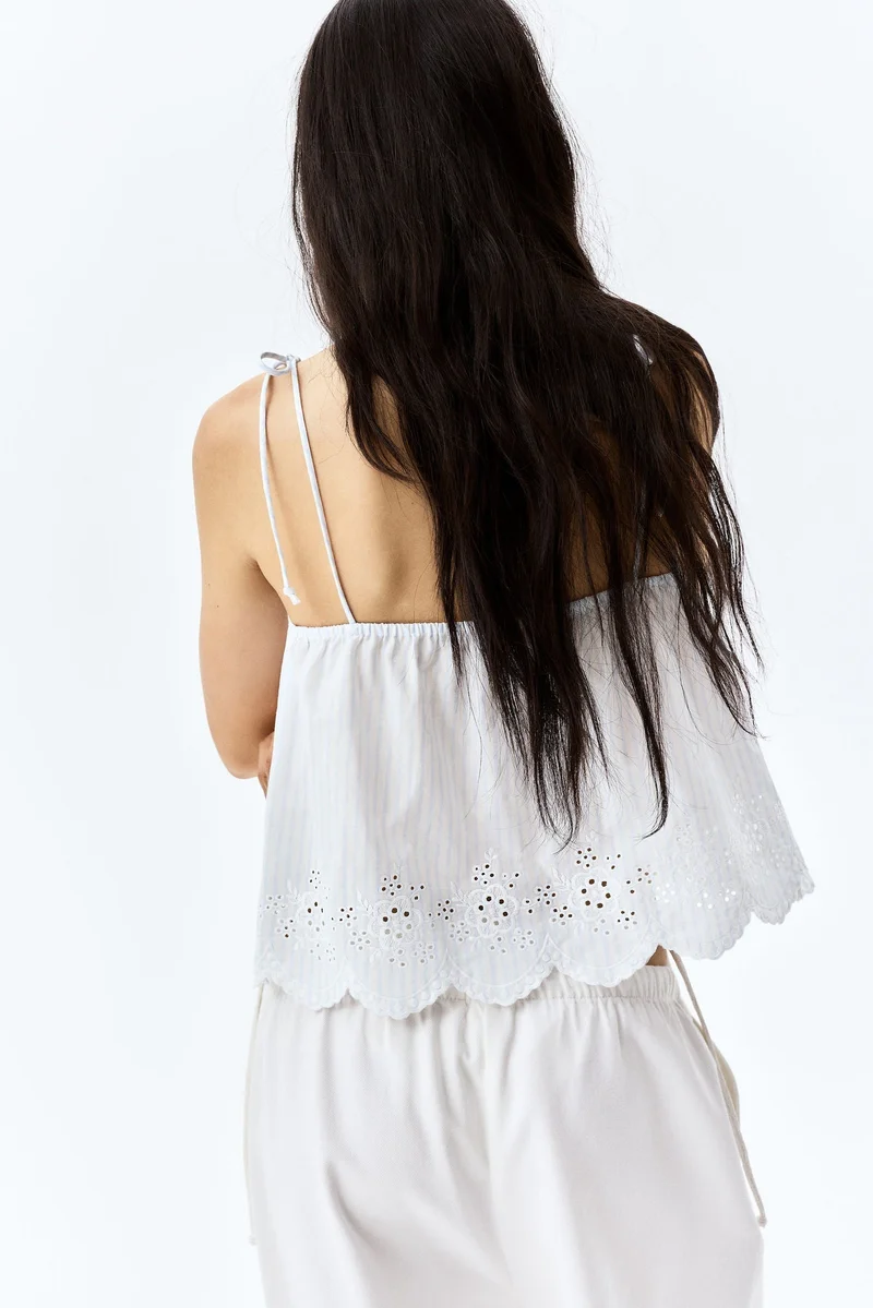 H&M Embroidered tie-strap top