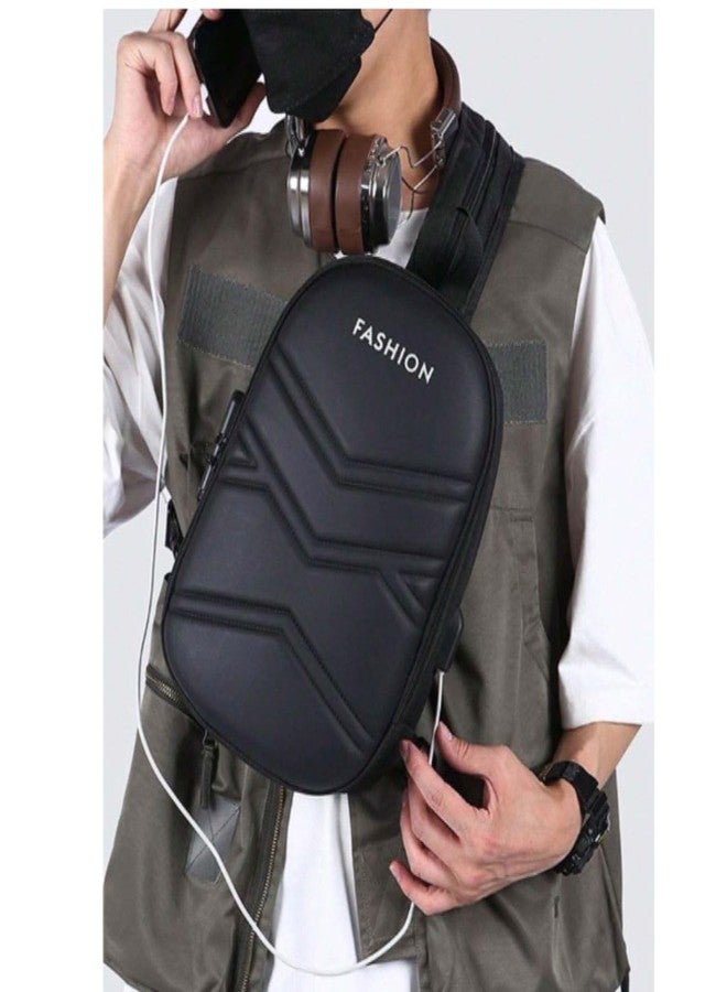 TMG Hard Sling Bag With USB Port & Password Lock | Polyester Backpack | Anti-Theft Backpacks | Chest Bags | Shoulder | Crossbody Daypack - Image 2