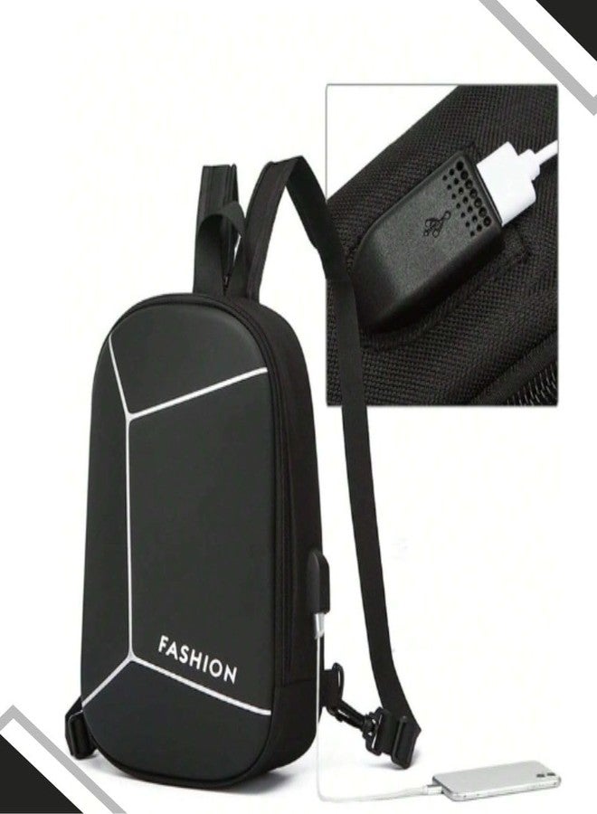 TMG Hard Sling Bag With USB Port & Password Lock | Polyester Backpack | Anti-Theft Backpacks | Chest Bags | Shoulder | Crossbody Daypack - Image 5