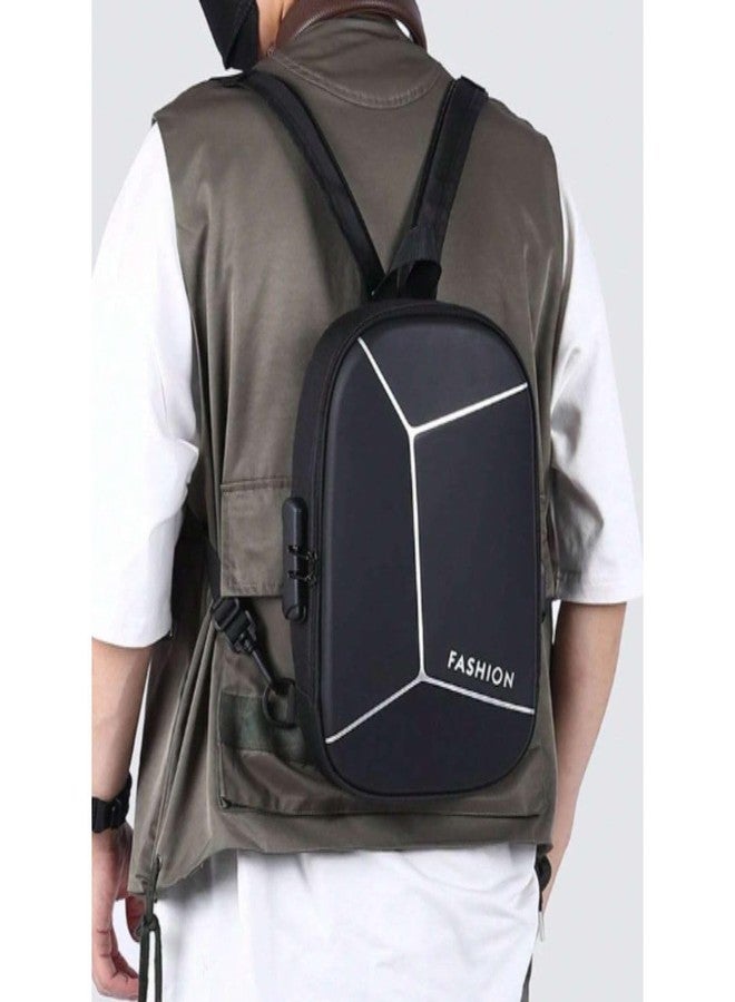 TMG Hard Sling Bag With USB Port & Password Lock | Polyester Backpack | Anti-Theft Backpacks | Chest Bags | Shoulder | Crossbody Daypack - Image 4