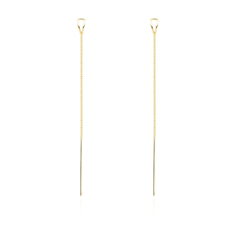 SLUYNZ 925 Sterling Silver Chain Threader Earrings Dangle for Women Teen Girls Long Dangle Earrings Line Earrings Tassel (B-Yellow) - Image 1