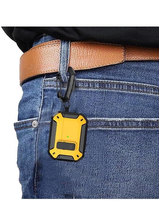 Airpods Pro 2nd Generation Case Cover with Lock, AirPods Pro 2 Protective Case Cover, Hard Shell Rugged Shockproof Cover with Keychain Compatible with Apple Airpods Pro 2 (Black/Yellow) - Image 4