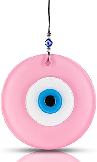 BCS Pink Evil Eye Decor Wall Hanging 4.7" Glass Handmade Turkish Greek Nazar Amulet Good Luck & Protection Charm - - Image 1