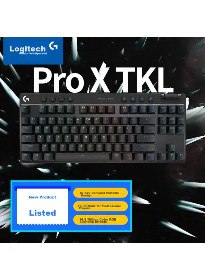 G Logitech Pro X Tkl Gaming Mechanical Keyboard, Wireless Keyboard, Black, Red Switch, Linear Switch, 87-key Compact Design - Image 1