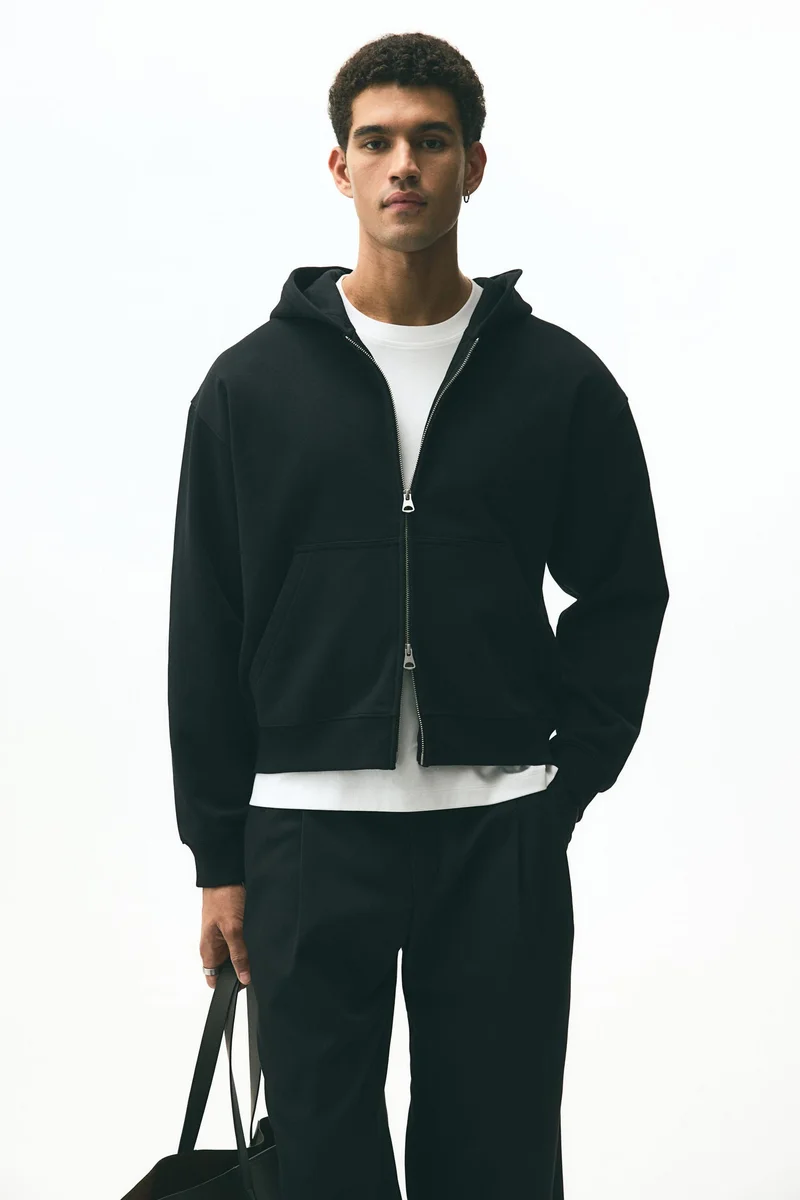 H&M Loose Fit Boxy-style zip-through hoodie