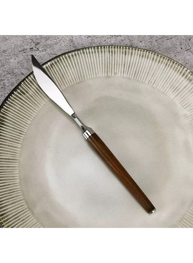 Walnut wood handle stainless steel cutlery set - Image 2