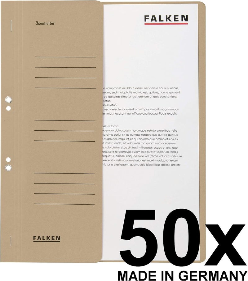FALKEN Exacompta - Ref 80000508001F - - Eyelet Top-Down Flat Files - A4 (210 x 297mm) in Size, 250gsm Recycled Manilla, Half Cover for Identification - Grey (Pack of 50) - Image 2