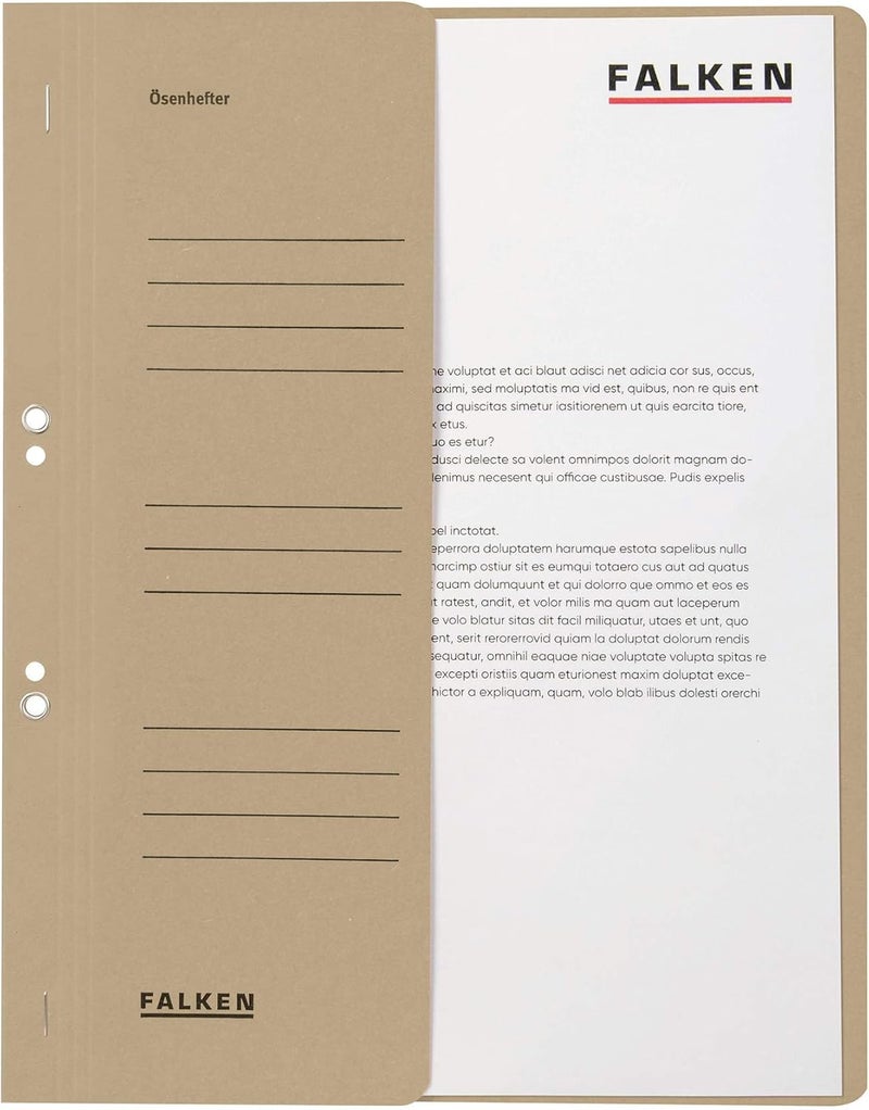 FALKEN Exacompta - Ref 80000508001F - - Eyelet Top-Down Flat Files - A4 (210 x 297mm) in Size, 250gsm Recycled Manilla, Half Cover for Identification - Grey (Pack of 50) - Image 1
