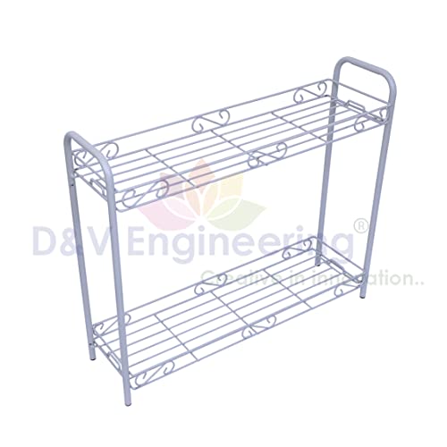 D&V ENGINEERING - Creative in innovation Metal 2-Tier Plant Stand Rack|Indoor & Outdoor Flower Pot Holder for Balcony, Living Room, Garden|Easy Assembly, No Bolts/Screws Grey - Image 5