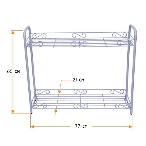 D&V ENGINEERING - Creative in innovation Metal 2-Tier Plant Stand Rack|Indoor & Outdoor Flower Pot Holder for Balcony, Living Room, Garden|Easy Assembly, No Bolts/Screws Grey - Image 3